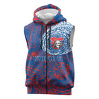 Personalized Newcastle Knights Sleeveless Zip Hoodie Polynesian Tribal Chest and Sleeve Tattoo