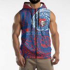 Personalized Newcastle Knights Sleeveless Zip Hoodie Polynesian Tribal Chest and Sleeve Tattoo