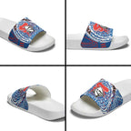 Personalized Newcastle Knights Slide Sandals Polynesian Tribal Chest and Sleeve Tattoo