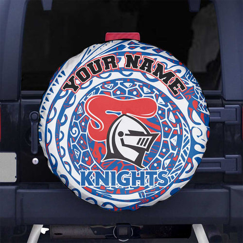 Personalized Newcastle Knights Spare Tire Cover Polynesian Tribal Chest and Sleeve Tattoo