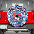 Personalized Newcastle Knights Spare Tire Cover Polynesian Tribal Chest and Sleeve Tattoo