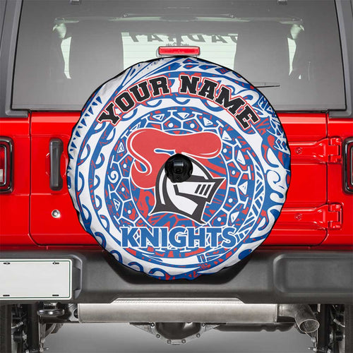 Personalized Newcastle Knights Spare Tire Cover Polynesian Tribal Chest and Sleeve Tattoo