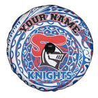 Personalized Newcastle Knights Spare Tire Cover Polynesian Tribal Chest and Sleeve Tattoo