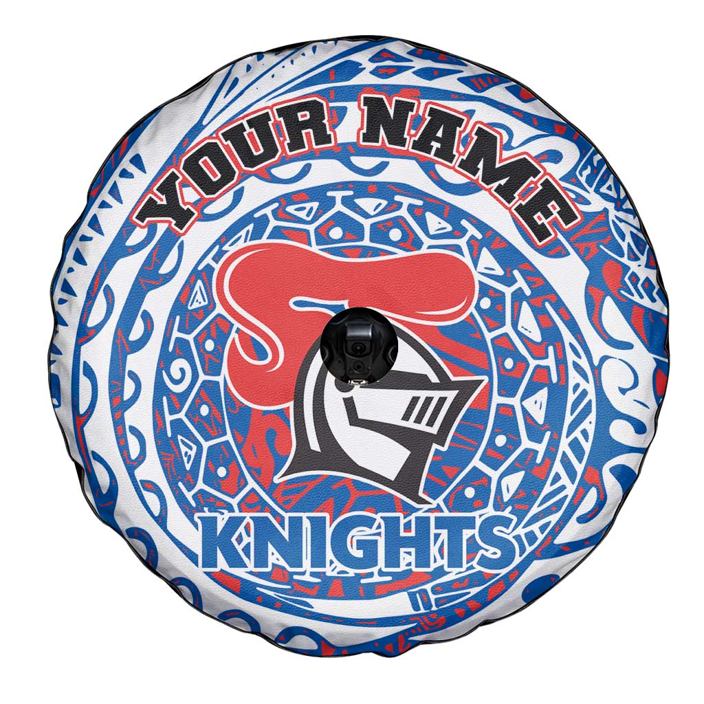 Personalized Newcastle Knights Spare Tire Cover Polynesian Tribal Chest and Sleeve Tattoo