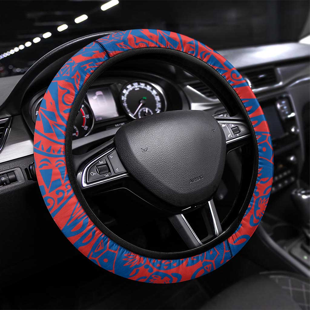 Newcastle Knights Steering Wheel Cover Polynesian Tribal Chest and Sleeve Tattoo