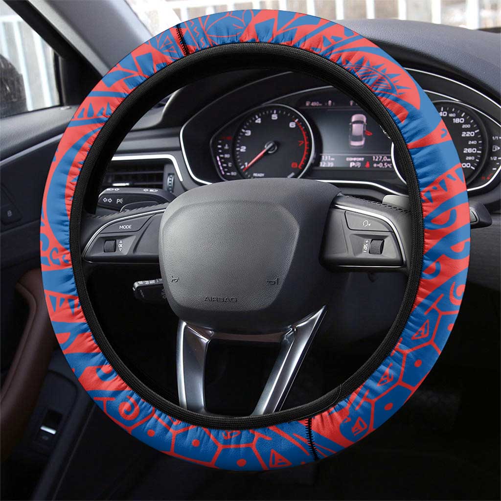 Newcastle Knights Steering Wheel Cover Polynesian Tribal Chest and Sleeve Tattoo