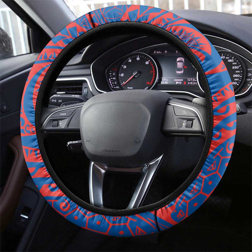 Newcastle Knights Steering Wheel Cover Polynesian Tribal Chest and Sleeve Tattoo
