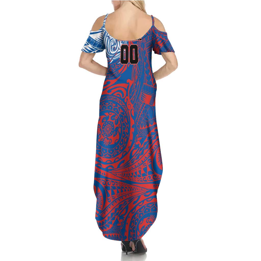 Personalized Newcastle Knights Summer Maxi Dress Polynesian Tribal Chest and Sleeve Tattoo