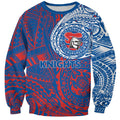 Personalized Newcastle Knights Sweatshirt Polynesian Tribal Chest and Sleeve Tattoo