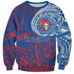 Personalized Newcastle Knights Sweatshirt Polynesian Tribal Chest and Sleeve Tattoo