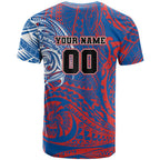 Personalized Newcastle Knights T Shirt Polynesian Tribal Chest and Sleeve Tattoo