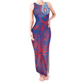 Personalized Newcastle Knights Tank Maxi Dress Polynesian Tribal Chest and Sleeve Tattoo