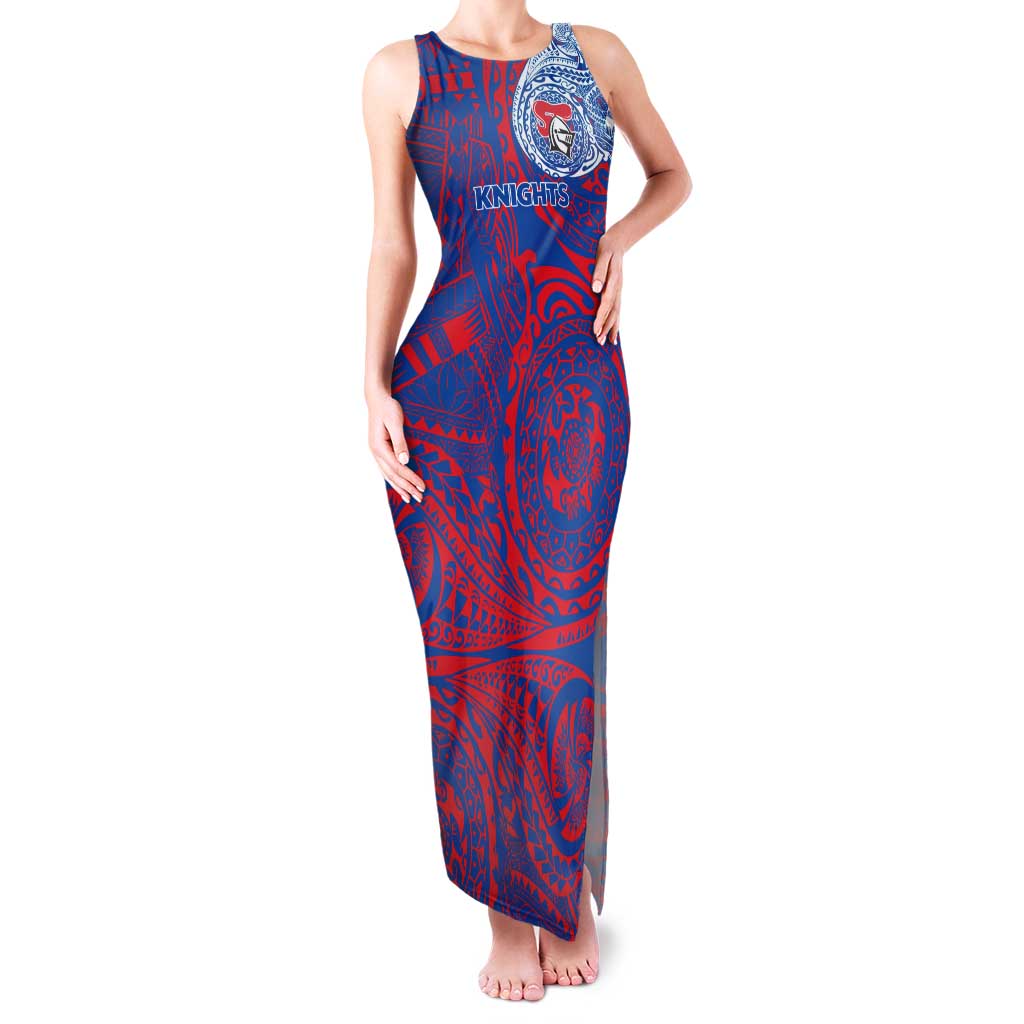 Personalized Newcastle Knights Tank Maxi Dress Polynesian Tribal Chest and Sleeve Tattoo