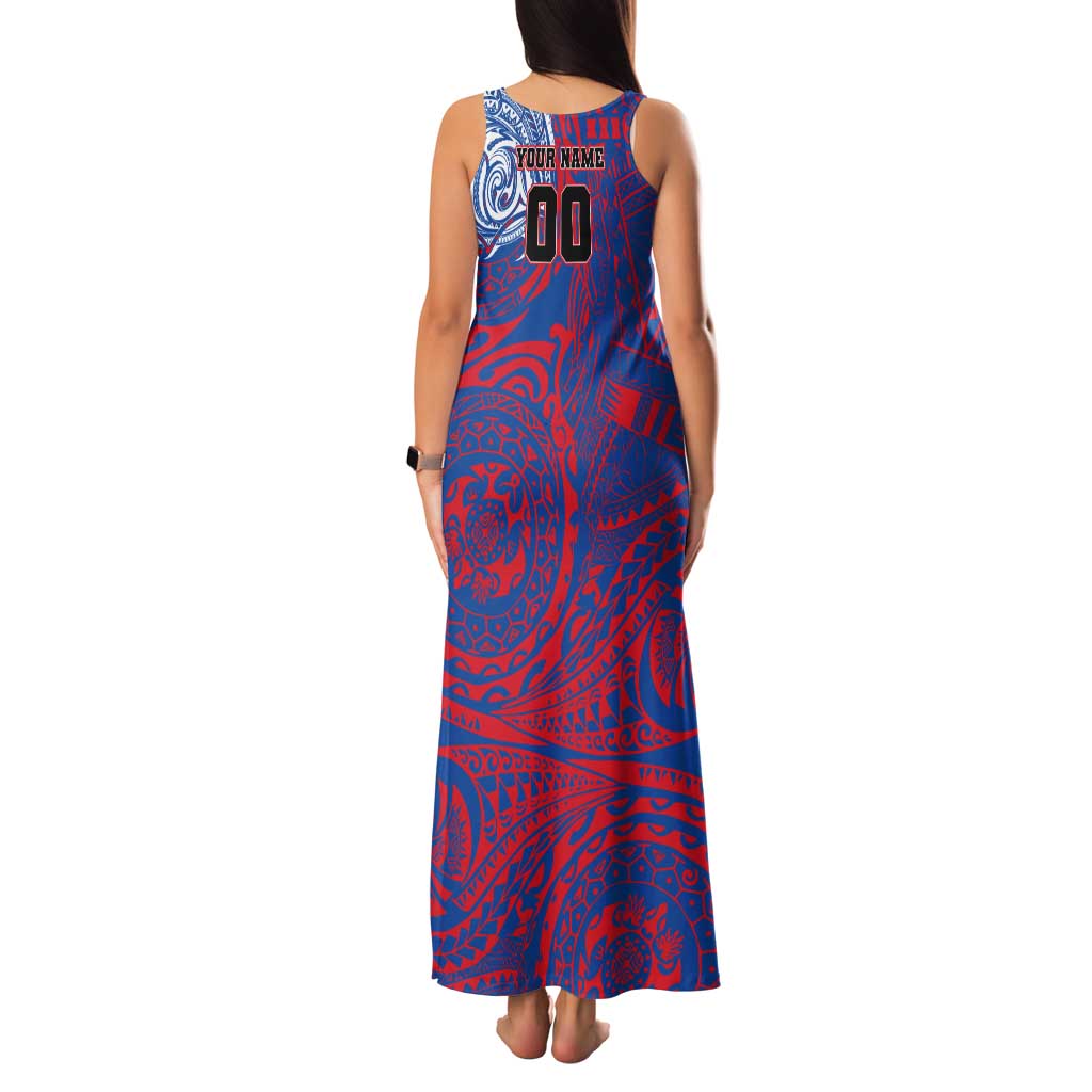 Personalized Newcastle Knights Tank Maxi Dress Polynesian Tribal Chest and Sleeve Tattoo