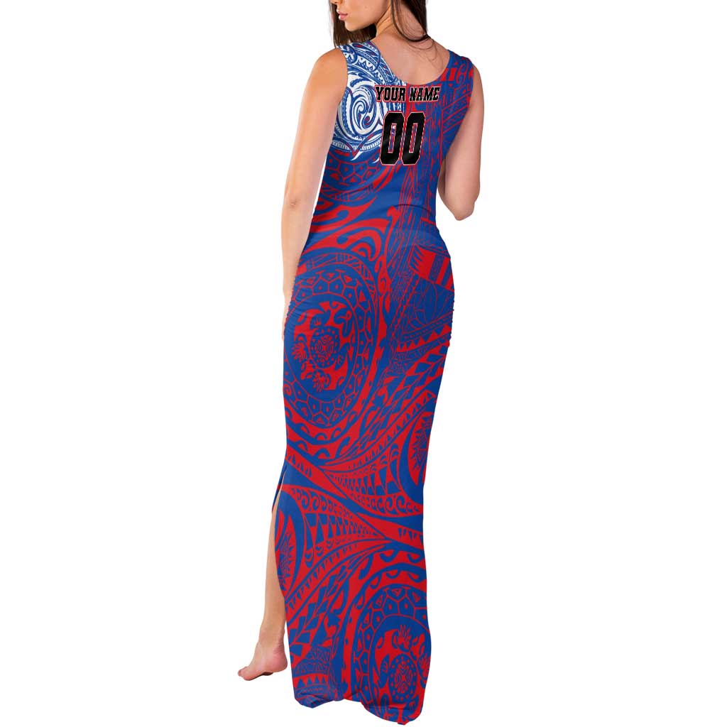 Personalized Newcastle Knights Tank Maxi Dress Polynesian Tribal Chest and Sleeve Tattoo