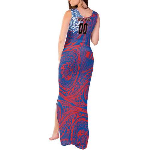 Personalized Newcastle Knights Tank Maxi Dress Polynesian Tribal Chest and Sleeve Tattoo