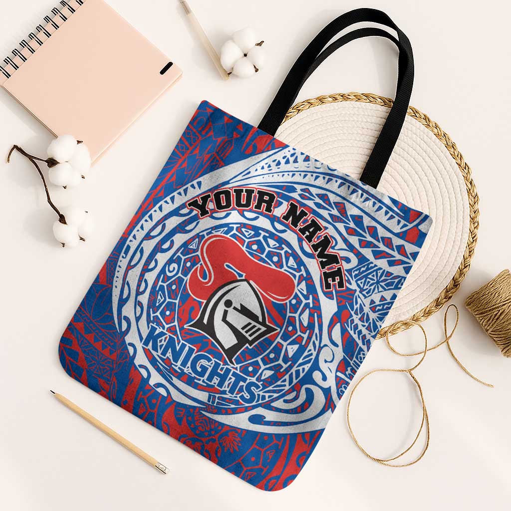 Personalized Newcastle Knights Tote Bag Polynesian Tribal Chest and Sleeve Tattoo