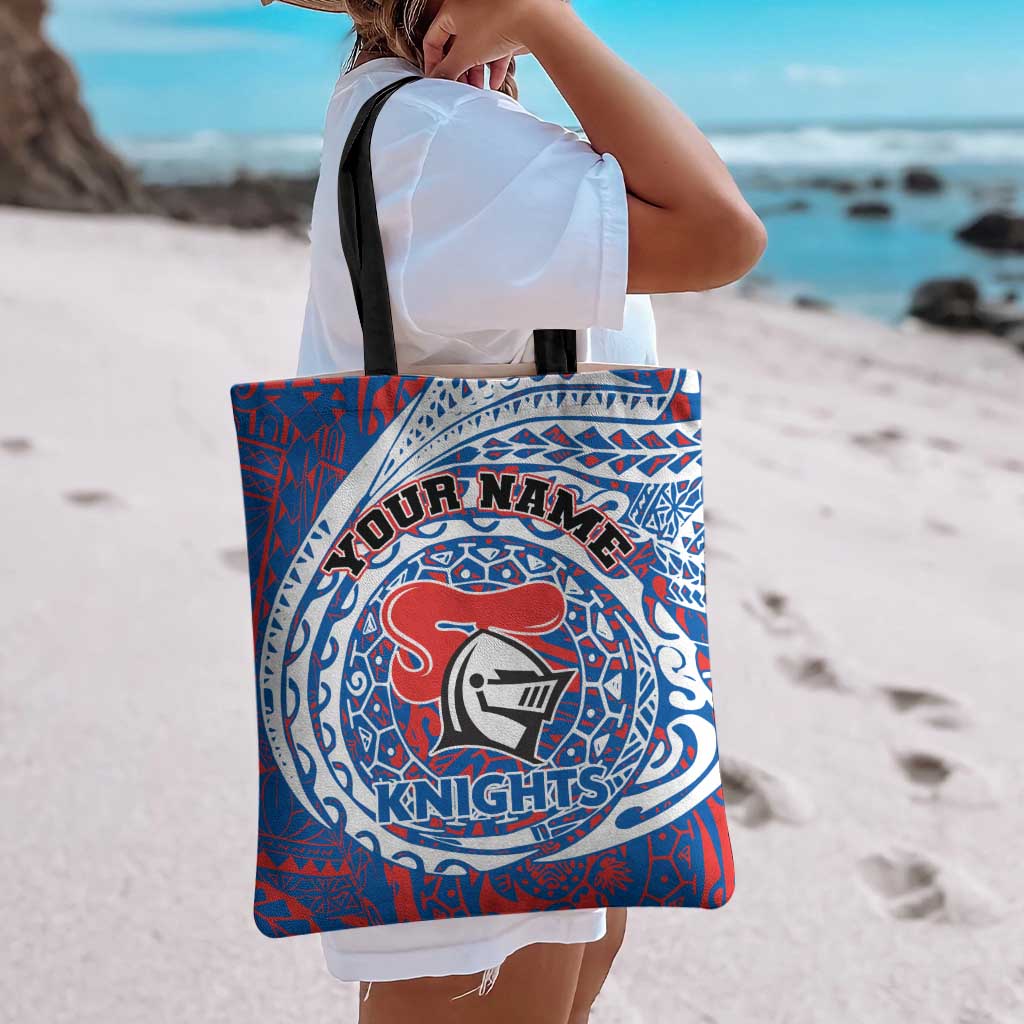 Personalized Newcastle Knights Tote Bag Polynesian Tribal Chest and Sleeve Tattoo