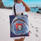 Personalized Newcastle Knights Tote Bag Polynesian Tribal Chest and Sleeve Tattoo
