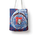 Personalized Newcastle Knights Tote Bag Polynesian Tribal Chest and Sleeve Tattoo