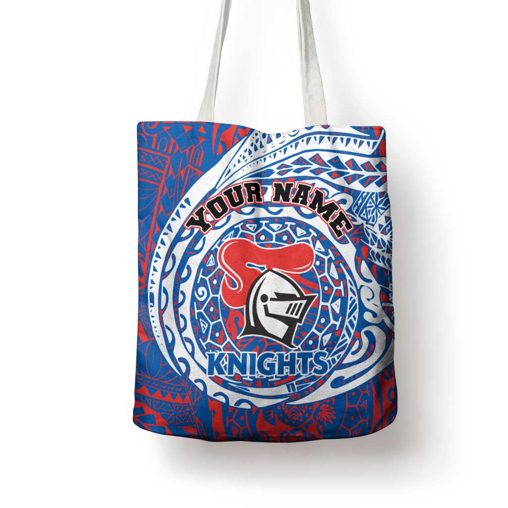 Personalized Newcastle Knights Tote Bag Polynesian Tribal Chest and Sleeve Tattoo