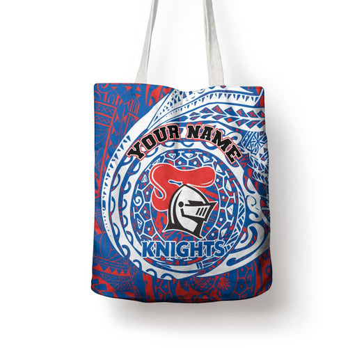 Personalized Newcastle Knights Tote Bag Polynesian Tribal Chest and Sleeve Tattoo