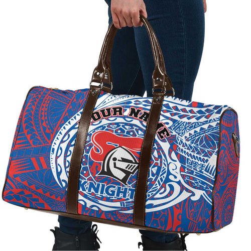 Personalized Newcastle Knights Travel Bag Polynesian Tribal Chest and Sleeve Tattoo