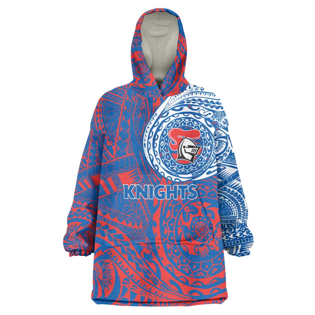 Personalized Newcastle Knights Wearable Blanket Hoodie Polynesian Tribal Chest and Sleeve Tattoo