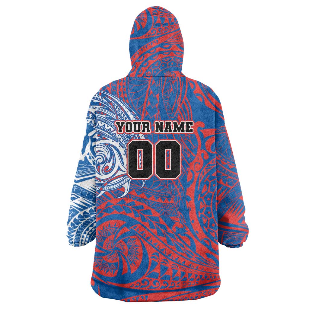Personalized Newcastle Knights Wearable Blanket Hoodie Polynesian Tribal Chest and Sleeve Tattoo