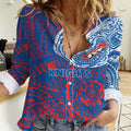 Personalized Newcastle Knights Women Casual Shirt Polynesian Tribal Chest and Sleeve Tattoo