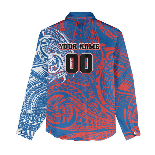 Personalized Newcastle Knights Women Casual Shirt Polynesian Tribal Chest and Sleeve Tattoo