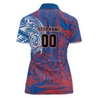 Personalized Newcastle Knights Women Polo Shirt Polynesian Tribal Chest and Sleeve Tattoo