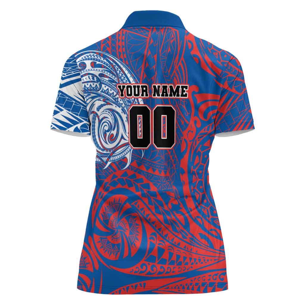Personalized Newcastle Knights Women Polo Shirt Polynesian Tribal Chest and Sleeve Tattoo