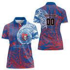 Personalized Newcastle Knights Women Polo Shirt Polynesian Tribal Chest and Sleeve Tattoo