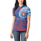 Personalized Newcastle Knights Women Polo Shirt Polynesian Tribal Chest and Sleeve Tattoo