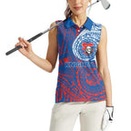 Personalized Newcastle Knights Women Sleeveless Polo Shirt Polynesian Tribal Chest and Sleeve Tattoo