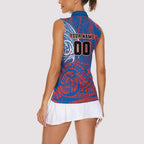 Personalized Newcastle Knights Women Sleeveless Polo Shirt Polynesian Tribal Chest and Sleeve Tattoo