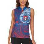 Personalized Newcastle Knights Women Sleeveless Polo Shirt Polynesian Tribal Chest and Sleeve Tattoo