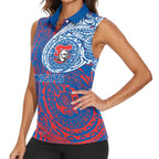 Personalized Newcastle Knights Women Sleeveless Polo Shirt Polynesian Tribal Chest and Sleeve Tattoo