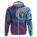 Personalized Newcastle Knights Zip Hoodie Polynesian Tribal Chest and Sleeve Tattoo