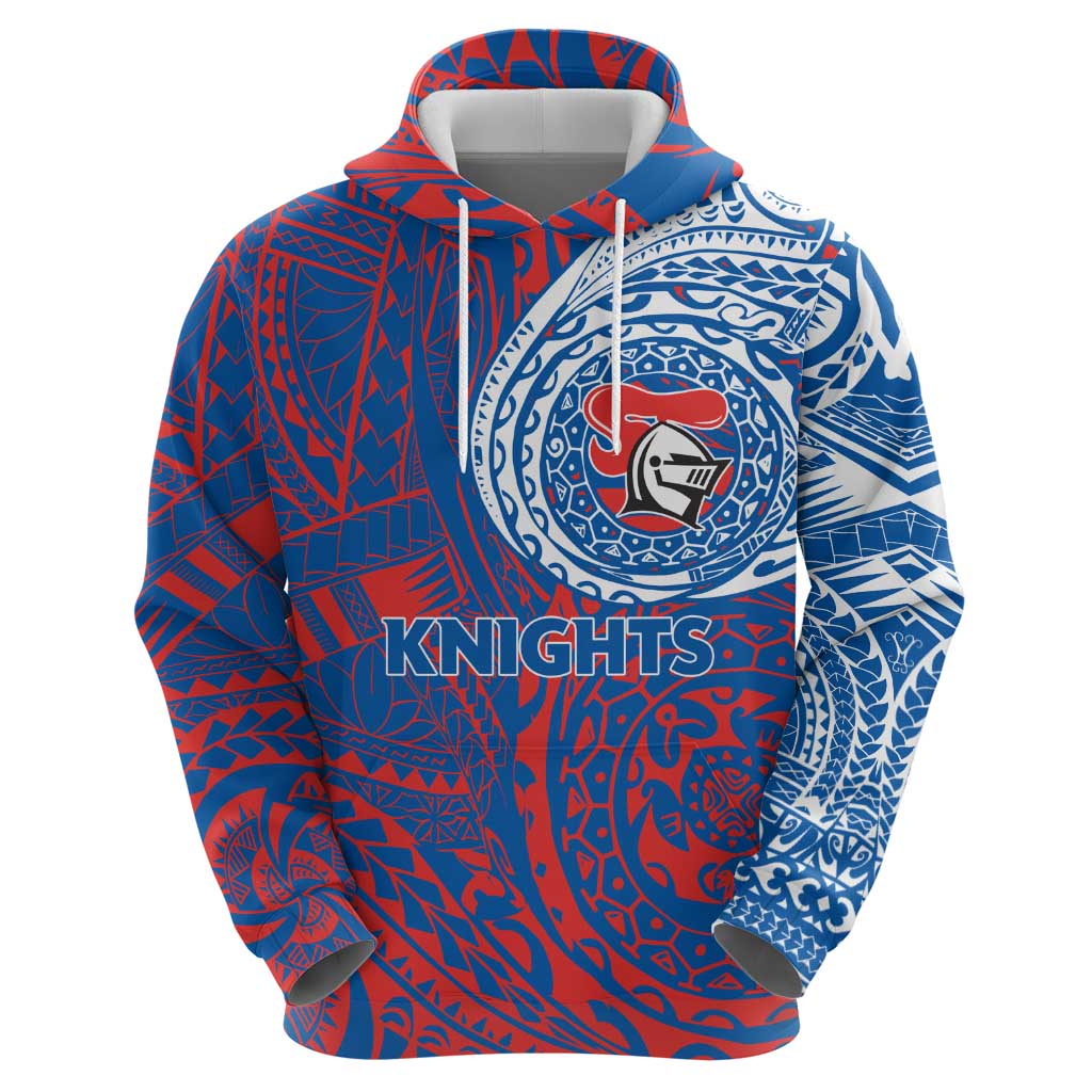 Personalized Newcastle Knights Zip Hoodie Polynesian Tribal Chest and Sleeve Tattoo