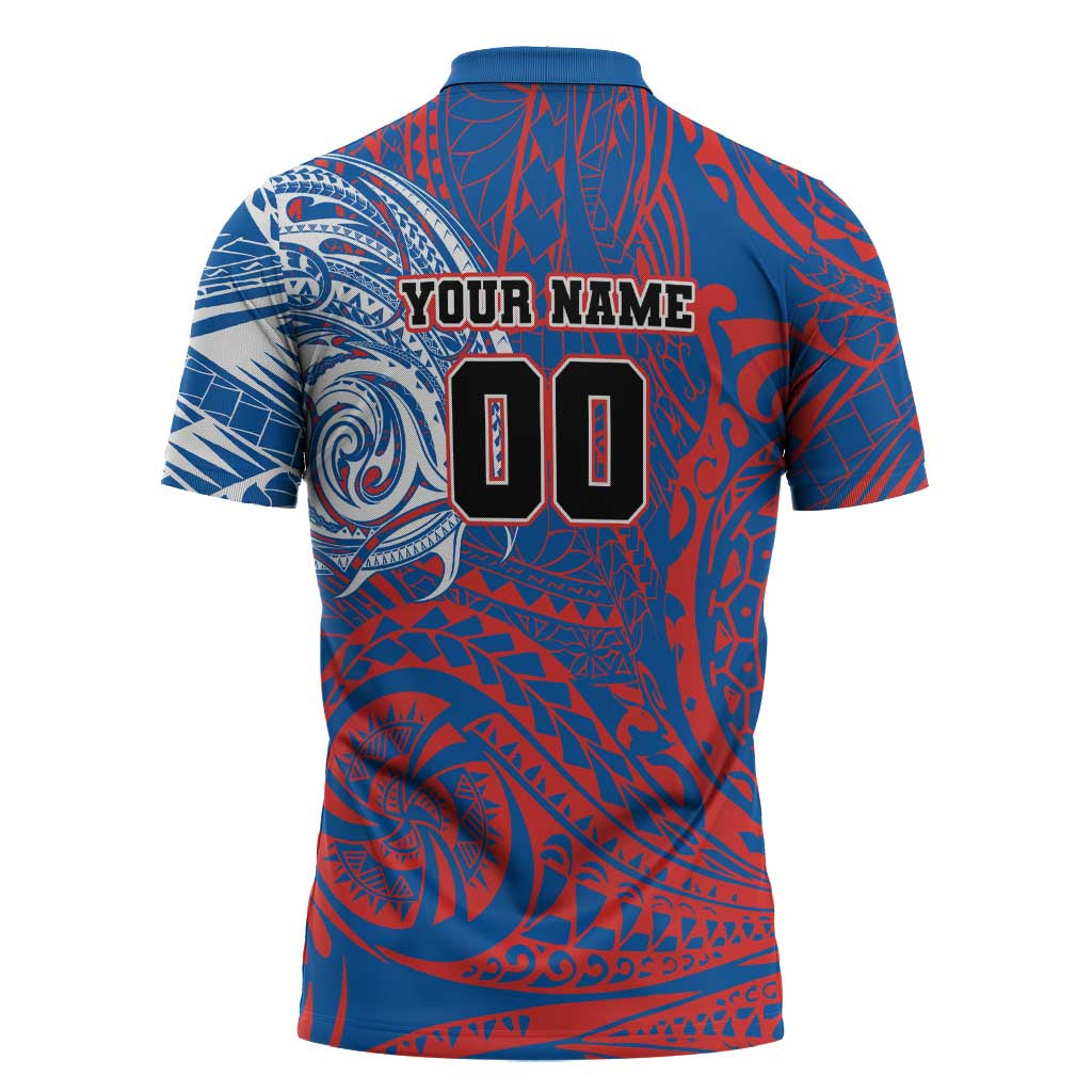 Personalized Newcastle Knights Zipper Polo Shirt Polynesian Tribal Chest and Sleeve Tattoo