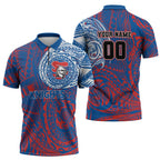 Personalized Newcastle Knights Zipper Polo Shirt Polynesian Tribal Chest and Sleeve Tattoo