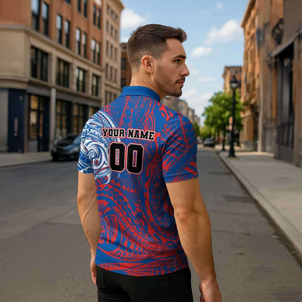Personalized Newcastle Knights Zipper Polo Shirt Polynesian Tribal Chest and Sleeve Tattoo