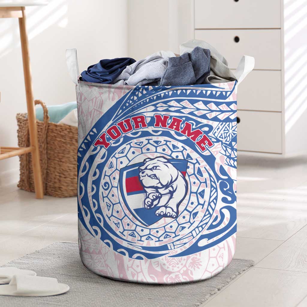 Personalized Western Bulldogs Polynesian Laundry Basket Tribal Chest and Sleeve Tattoo Heritage Warrior