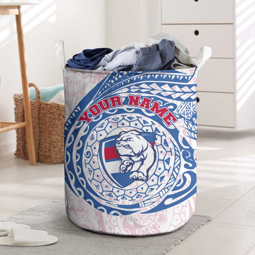 Personalized Western Bulldogs Polynesian Laundry Basket Tribal Chest and Sleeve Tattoo Heritage Warrior