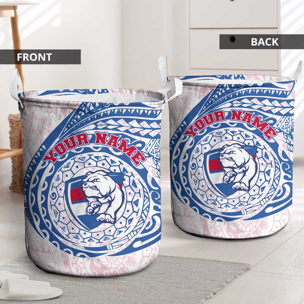 Personalized Western Bulldogs Polynesian Laundry Basket Tribal Chest and Sleeve Tattoo Heritage Warrior