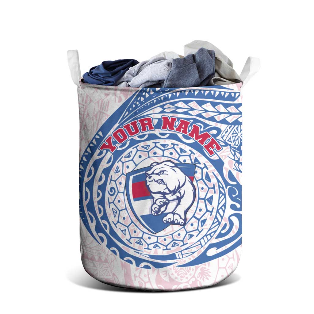 Personalized Western Bulldogs Polynesian Laundry Basket Tribal Chest and Sleeve Tattoo Heritage Warrior