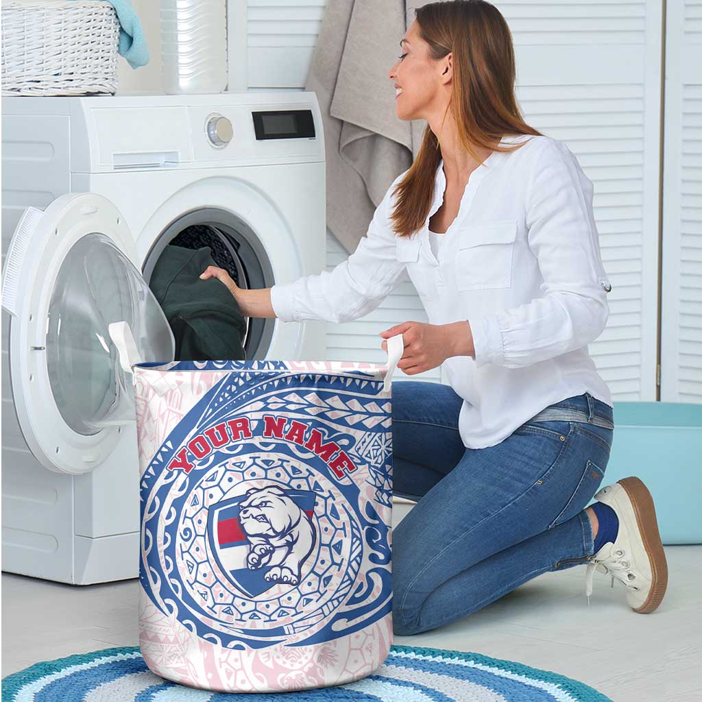 Personalized Western Bulldogs Polynesian Laundry Basket Tribal Chest and Sleeve Tattoo Heritage Warrior