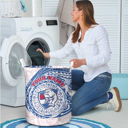 Personalized Western Bulldogs Polynesian Laundry Basket Tribal Chest and Sleeve Tattoo Heritage Warrior
